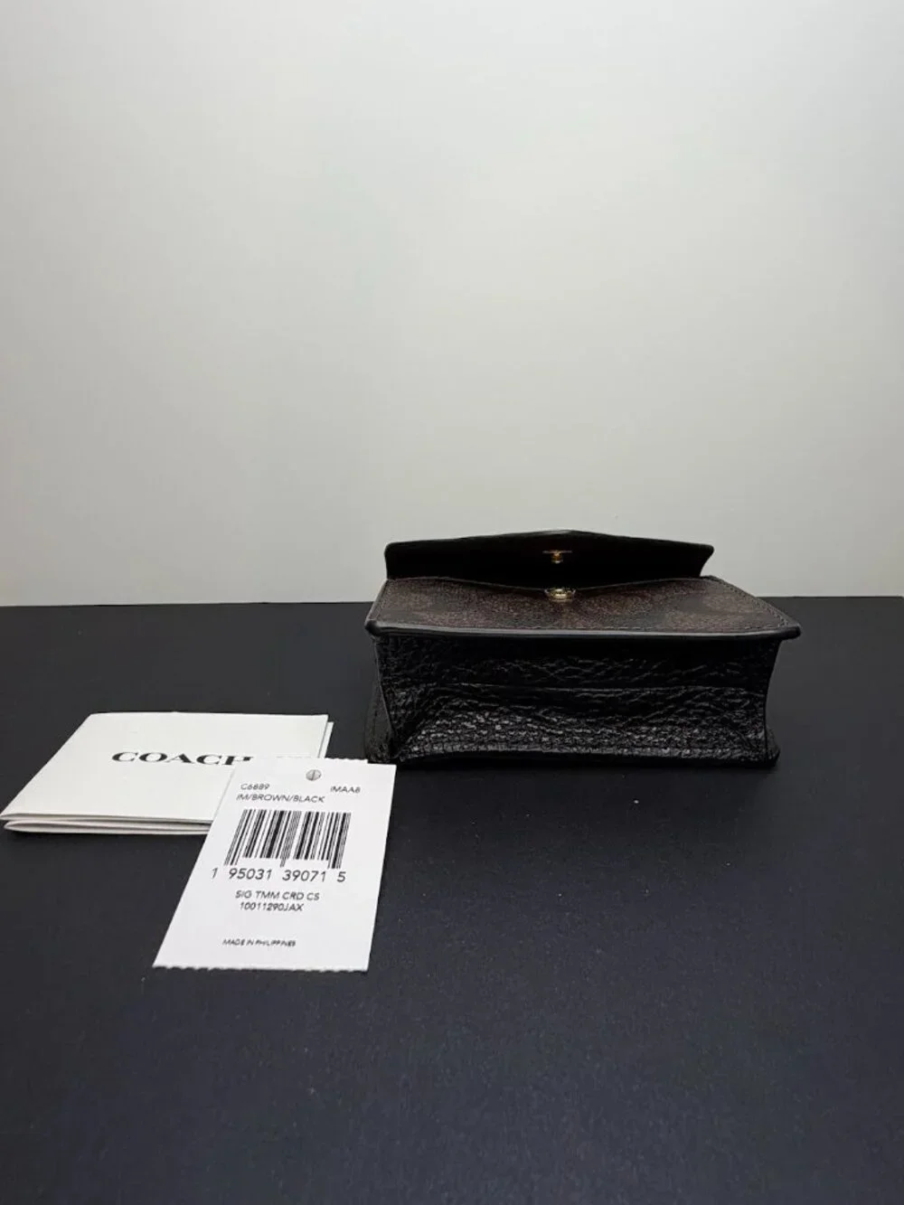 COACH Wyn Business Card Case Wallet Signature Canvas
